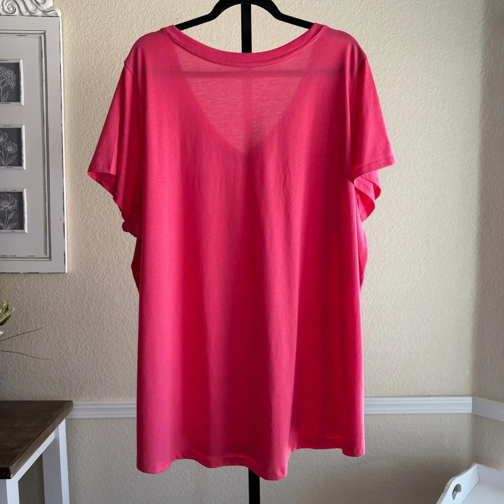 Plus Size Relaxed Barbie Pink V Neck Top Torrid 4X Lounge Soft Everyday Comfort - Picture 5 of 7